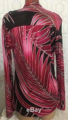 Gucci Top Pink And Black Print Long Sleeve Lace up Front Size 40