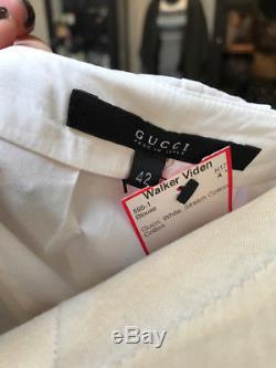 Gucci Top Sz IT 42 White Long Sleeve Cropped Blouse Shirt Stretch Cotton