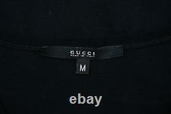Gucci Women's Basic Tee Casual Cropped Top V-Neck Long Sleeve Size M Black
