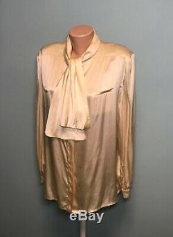 Gucci Women's Long Sleeve Pussy Bow Pure Silk Blouse Top Cream Shirt Size 48 12