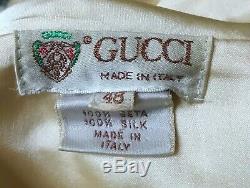 Gucci Women's Long Sleeve Pussy Bow Pure Silk Blouse Top Cream Shirt Size 48 12