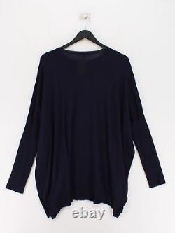 Gucci Women's Top M Blue Wool with Cashmere, Silk Long Sleeve Round Neck Basic