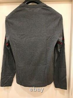 Gucci long sleeved web mens t-shirt top brand new with tags size medium d/grey