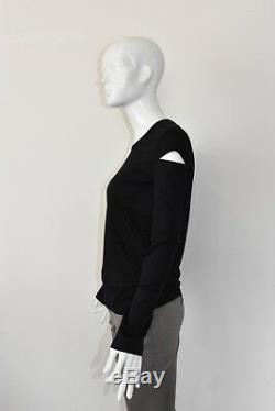 HELMUT LANG longsleeve tshirt black cutouts 90s top vintage cotton made in italy