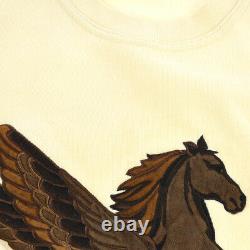HERMES #M Horse Motif Round Neck Long Sleeve Tops Sweat Ivory 00668
