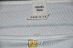 HERMÈS Top Multicolor White, Yellow and Blue Key Print Long Sleeve Size 36