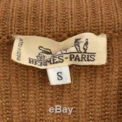 HERMES Vintage Logos Long Sleeve Tops Brown #S NR12983e