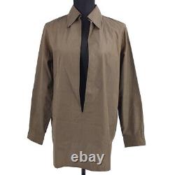 HERMES by Margiela Long Sleeve Tops Shirt #36 Brown Cotton Authentic 15912