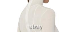 HERVE LEGER White High Neck Long Sleeve Bodycon Sheer Detail Top NWT Size SMALL