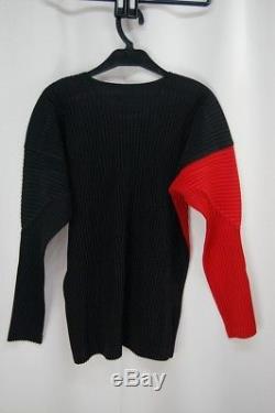 HOMME PLISSE ISSEY MIYAKE Red/Black Men's Long Sleeve Top size2 220 0613