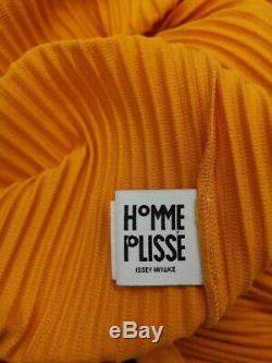 HOMME PLISSE issey miyake polo shirt top orange long sleeve size 2 MINT