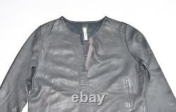 HUMANOID Women's Real Leather Long Sleeve Grey Shirt Top Blouse Size UK16
