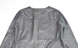 HUMANOID Women's Real Leather Long Sleeve Grey Shirt Top Blouse Size UK16