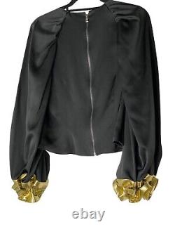 Halpern Runway Black Gold Draped Blouse Shirt Top Metallic WAS£820 FR 36 UK 8 10