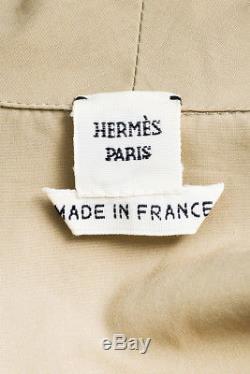 Hermes Khaki Cotton Belted Long Sleeve Button Up Top SZ 42