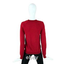 Hermes Women Red Les Sangles Cashmere Silk Jumper Pullover Top Sweater Size 34