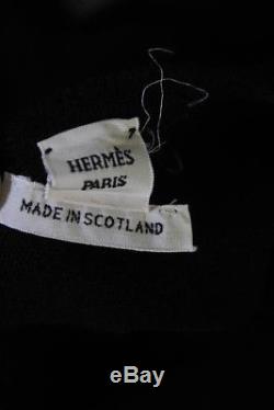 Hermes Womens Cardigan Blouse Top Set Size XL Black Cashmere Long Sleeve Zip Up