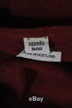 Hermes Womens Cardigan Blouse Top Set Size XL Orange Cashmere Long Sleeve Zip Up