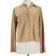 Hettabretz Nwd Collared Long Sleeve Top Size 44 Us M/l In Beige Leather Suede