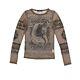 Hysteric Glamour Top Khaki Black Mesh Pin Up Print Long Sleeved Size S