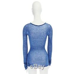 IKRAM 100% cashmere cobalf blue long sleeve ring detail stretch fit top M