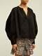 Isabel Marant Olto Black Cotton-poplin V-neck Crop Puff Long Sleeve Top 38/4