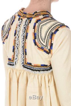 ISABEL MARANT Woman Beige Embroidered Long Sleeves Top Cotton Made in Italy