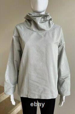ISSEY MIYAKE Farfalle Cowl Neck Long Sleeve Top Blouse, Size 2/Small, Light Gray