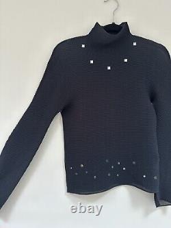 ISSEY MIYAKE Me Womens one size fits all black Mesh Stretch Long Sleeve Top