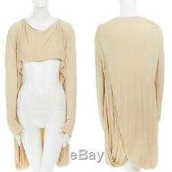 ISSEY MIYAKE PERMANENTE Vintage cream cropped front draped back long sleeve top