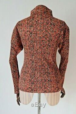 ISSEY MIYAKE PLEATS PLEASE Floral Pleated Polo Neck Long Sleeved Top UK 12