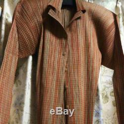 ISSEY MIYAKE PLEATS PLEASE Long Sleeved Tops Shirts Blouse Orange Brown Size 3