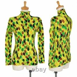 ISSEY MIYAKE Pleats Flower Printed High Neck Top Size M(K-103451)