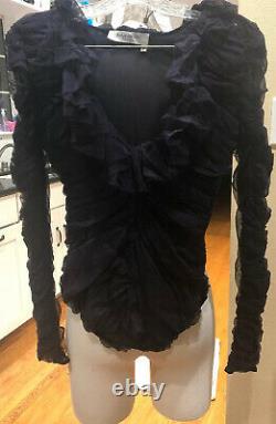 Iconic! Tom Ford Yves Saint Laurent Fall 02 Ruched Tulle Ruffle Blouse Top 36/2