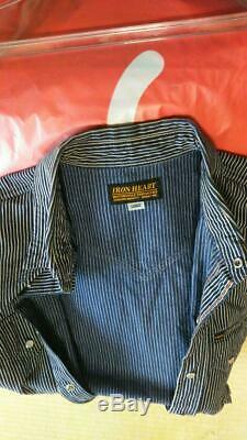 Iron Heart Western Shirt Tops Wabash Long Sleeve Stripe Men's L Made In Japan