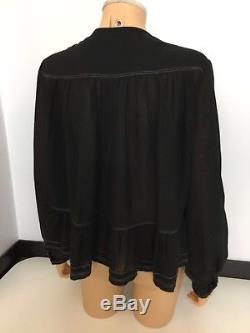 Isabel Marant Black Blouse Shirt Top Size 38 Uk 10 Long Sleeve