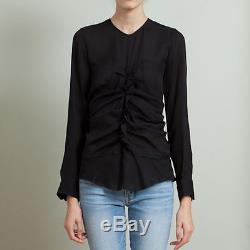 Isabel Marant Black Silk Ruched Long Sleeve Top Size 38