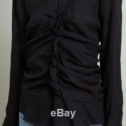 Isabel Marant Black Silk Ruched Long Sleeve Top Size 38