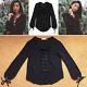 Isabel Marant Etoile Woody Black Jersey Top 36 38 Lace Up Tie Blouse Long Sleeve