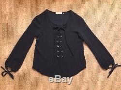 Isabel Marant Etoile Woody Black Jersey top 36 38 lace up tie blouse long sleeve