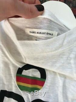 Isabel Marant Etoile white linen longsleeve logo top t-shirt size XS