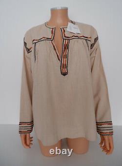 Isabel Marant NEW TUNIC Top Size 34 Uk 8 Bnwts Beige Embroidered Women's