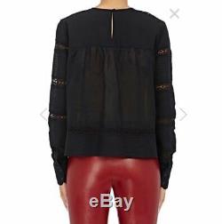 Isabel Marant Women's 44 XL Rexton Blouse Black Lace Top Shirt Long Sleeve j2