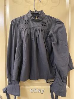 Isabel marant cotton black mock neck long sleeve blouse top sz 36 (item A61)