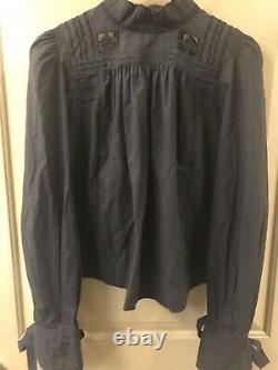 Isabel marant cotton black mock neck long sleeve blouse top sz 36 (item A61)