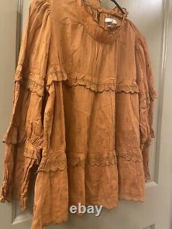 Isabel marant etoile orange ruffle long sleeve blouse top sz 40 (item 11.5)