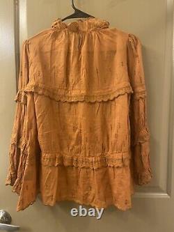 Isabel marant etoile orange ruffle long sleeve blouse top sz 40 (item 11.5)