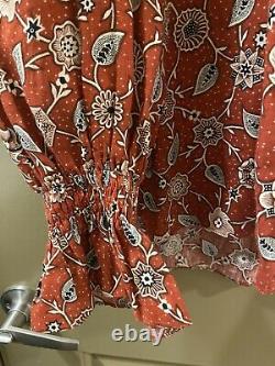 Isabel marant etoile ruffle linen red orange floral blouse top sz 40 (item 11.7)