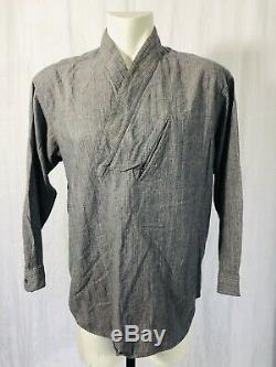 Issey Miyake Japanese Samurai Kimono Smock Top Mens Large Gray Long Sleeved