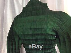 Issey Miyake Pleats Please Green Long-Sleeve Top Small